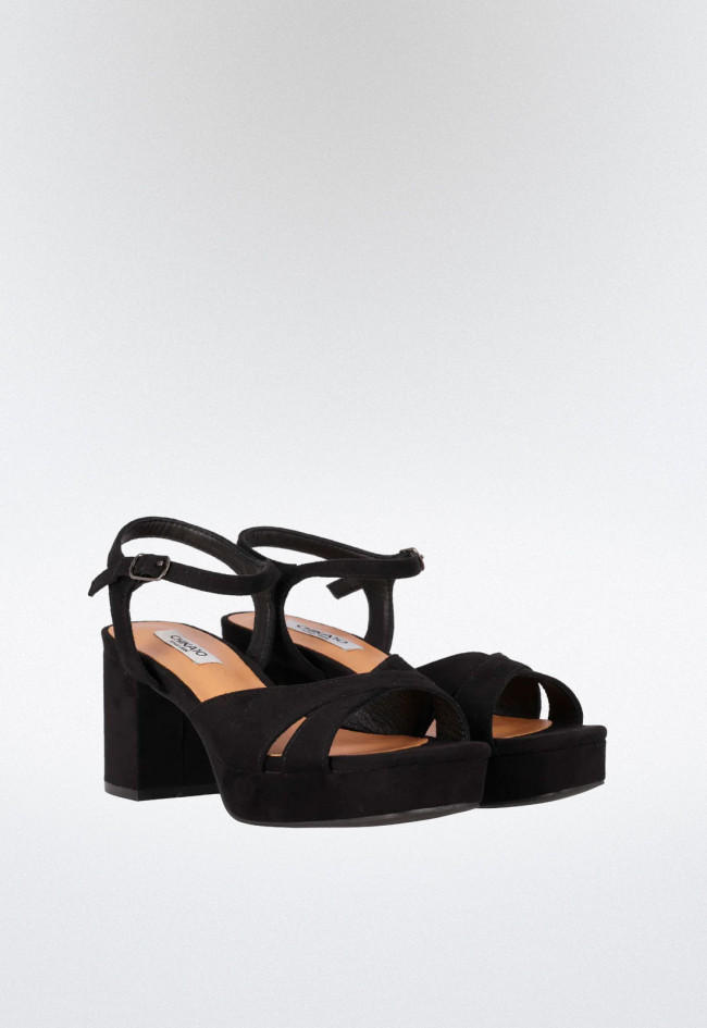 Sandalia tira cruzadas de mujer negro Chika 10 flora 22