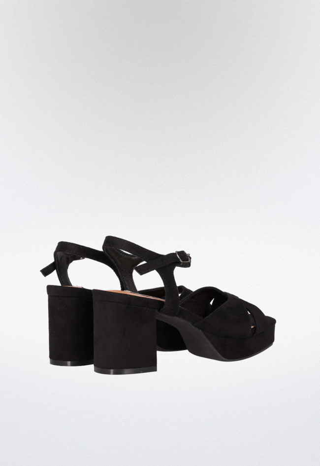 Sandalia tira cruzadas de mujer negro Chika 10 flora 22