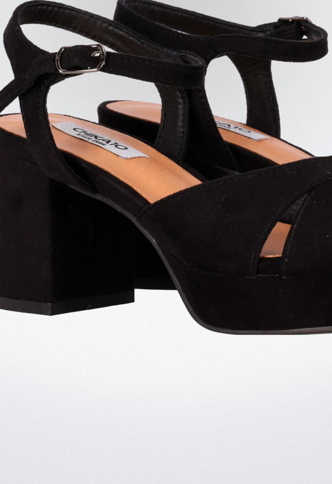 Sandalia tira cruzadas de mujer negro Chika 10 flora 22