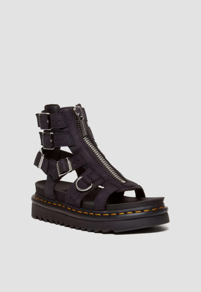 Sandalia romana de mujer negro Dr Martens olson nubuck