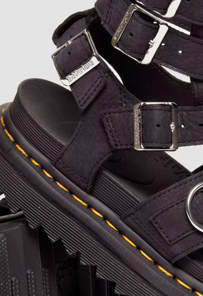 Sandalia romana de mujer negro Dr Martens olson nubuck