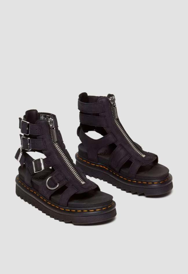 Sandalia romana de mujer negro Dr Martens olson nubuck