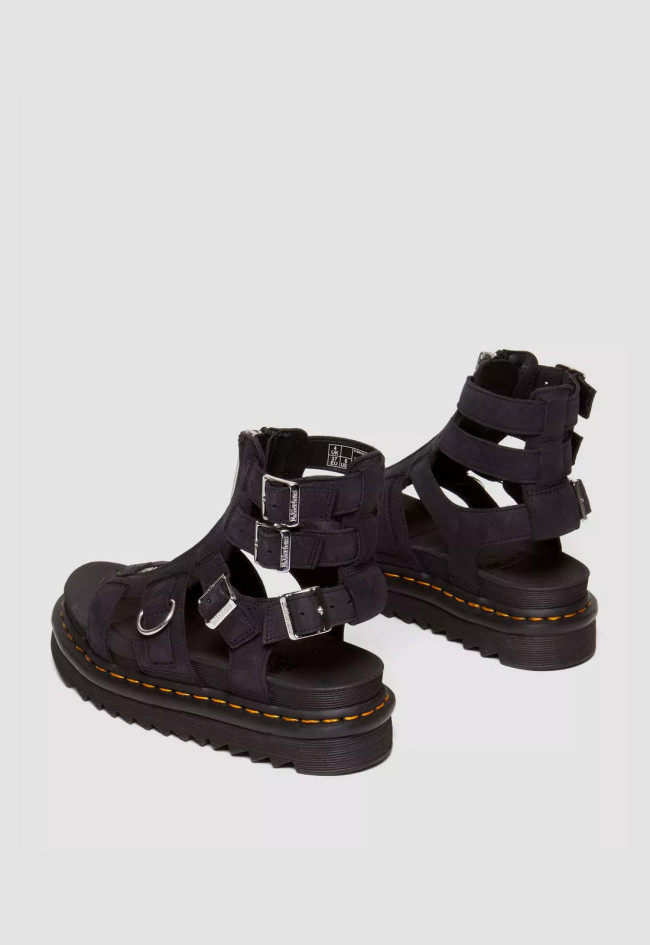 Sandalia romana de mujer negro Dr Martens olson nubuck