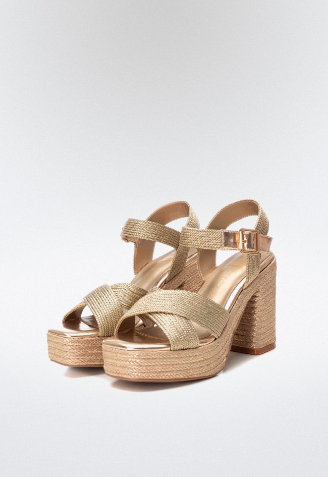 Sandalia esparto de mujer oro Xti 142741