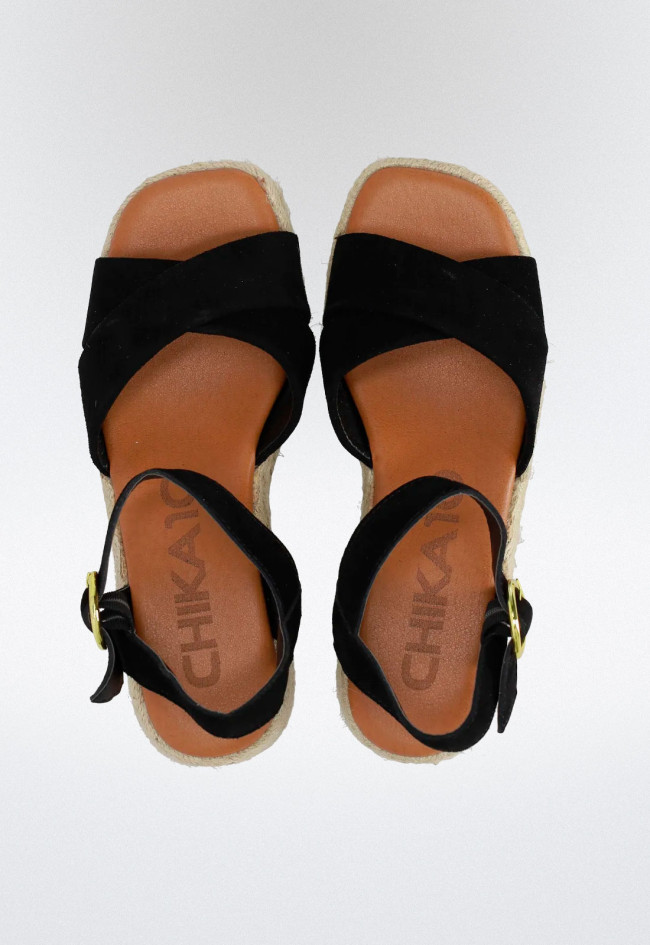 Alpargata de esparto de mujer negro Chika 10 new bonita 03 vas