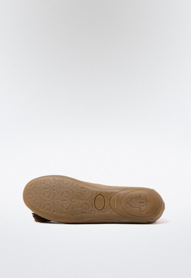 Mocasín serraje borlas de mujer taupe Benson 92900