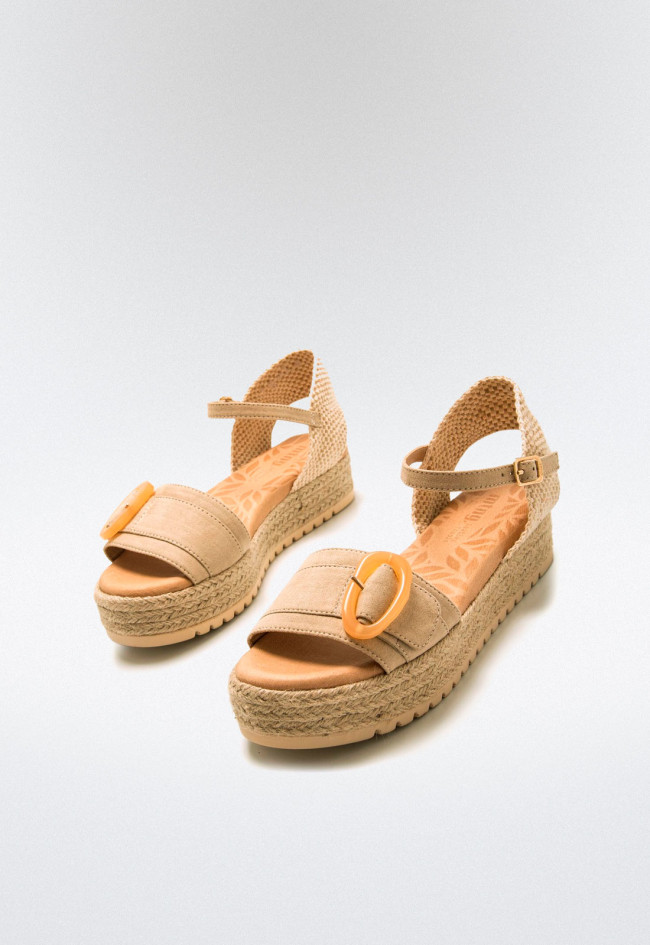 Sandalia esparto de mujer arena Mustang 59606