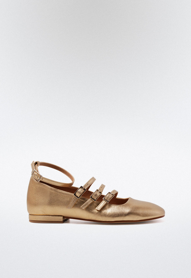 Bailarina tiras de mujer platino Glo tris