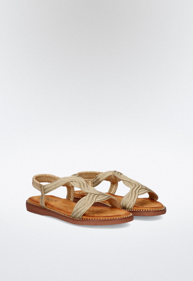 Sandalia plana de mujer oro EXE zf1982-f6