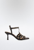 Sandalia tachas doradas de mujer negro Gioseppo krizevci