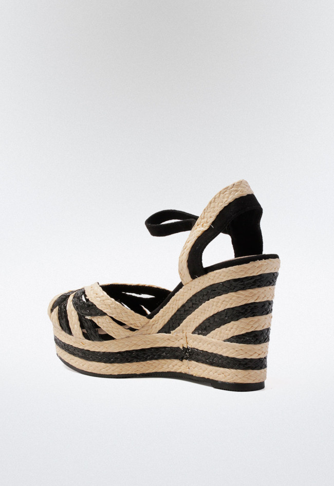 Sandalia cuña esparto de mujer negro Why Pink? m4355
