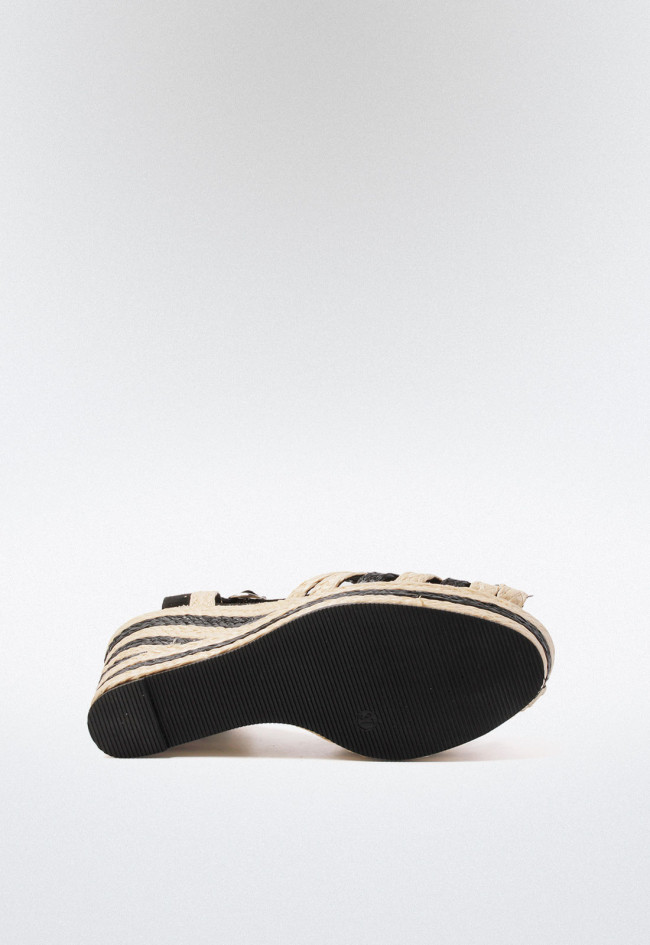 Sandalia cuña esparto de mujer negro Why Pink? m4355