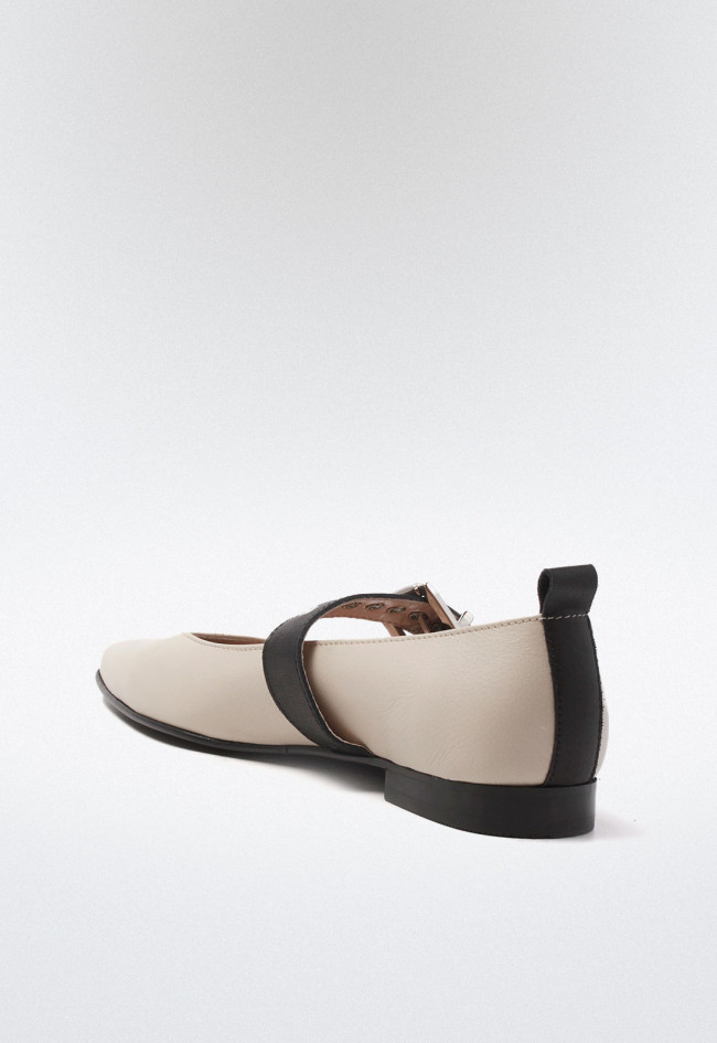 Bailarina hebilla de mujer beige Glo 6401