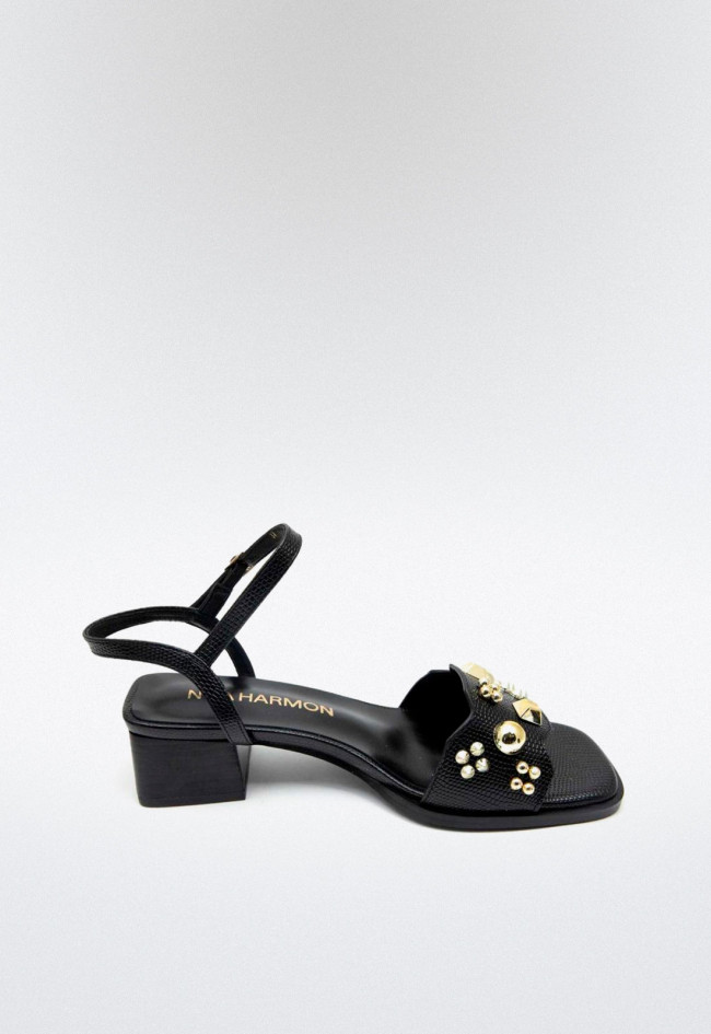 Sandalia tachas de mujer negro Noa Harmon 9702-06