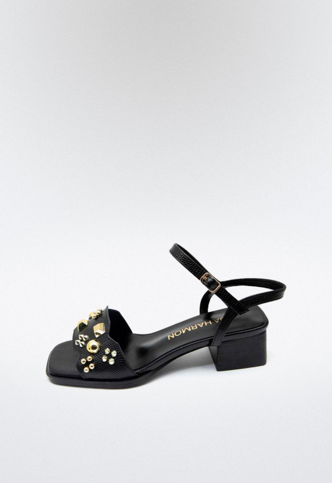 Sandalia tachas de mujer negro Noa Harmon 9702-06