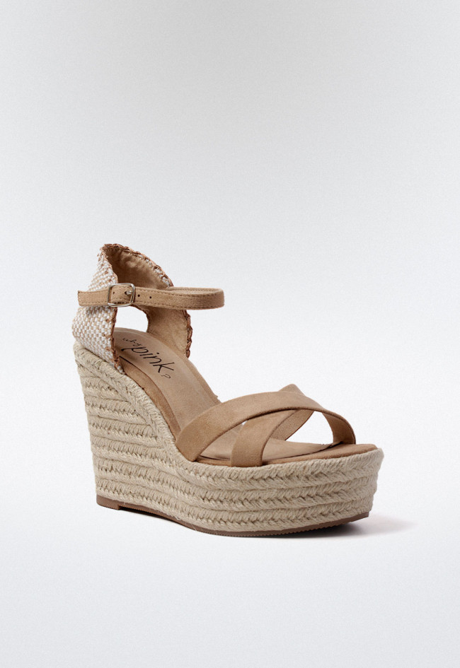 Sandalia esparto de mujer tostado Why Pink? m4335