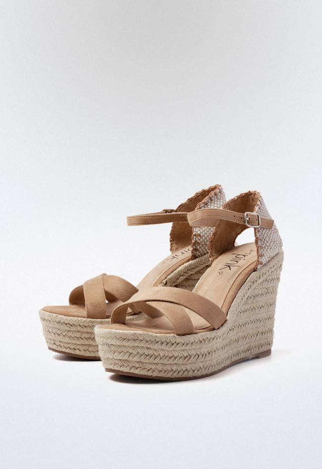 Sandalia esparto de mujer tostado Why Pink? m4335