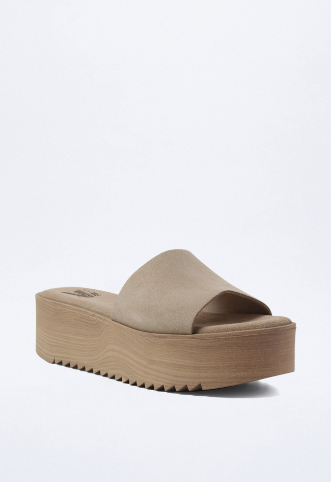 Sandalia madera plataforma de mujer tostado VAS v2406
