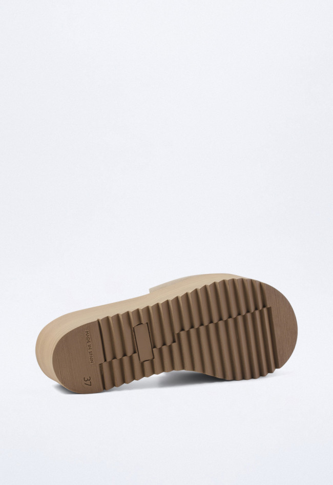 Sandalia madera plataforma de mujer tostado VAS v2406