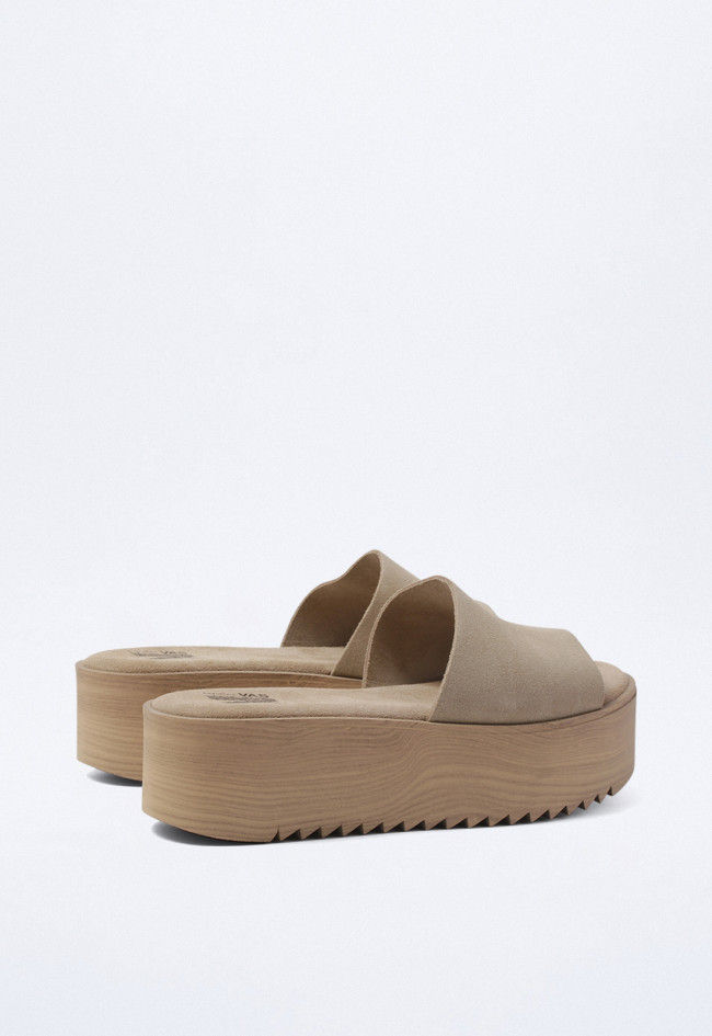 Sandalia madera plataforma de mujer tostado VAS v2406