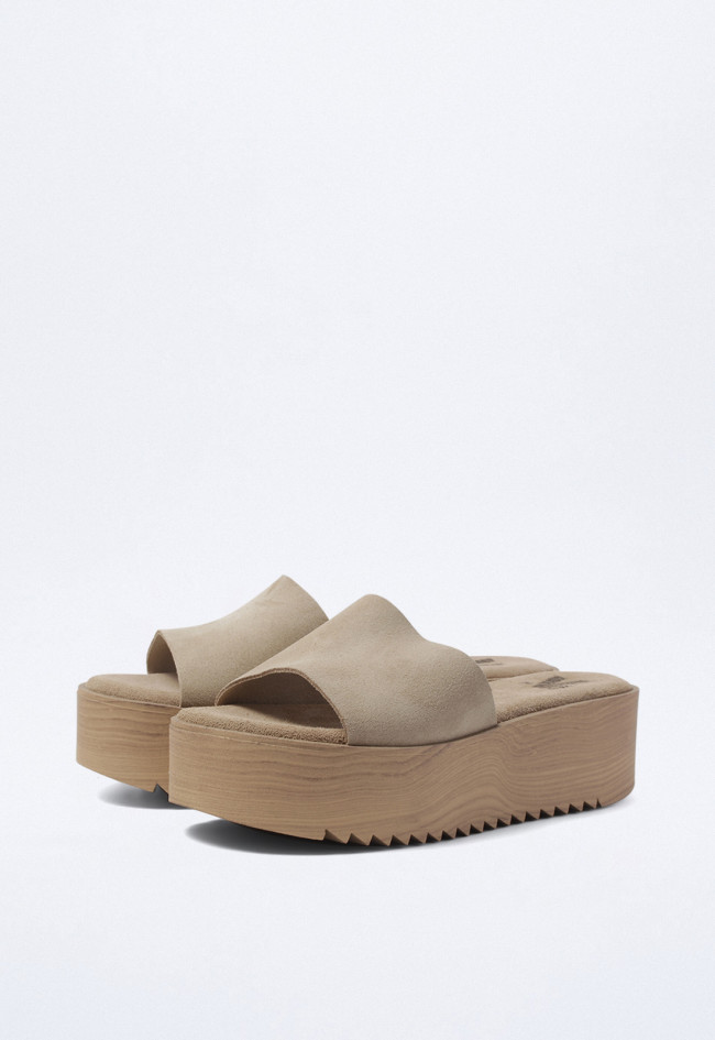Sandalia madera plataforma de mujer tostado VAS v2406