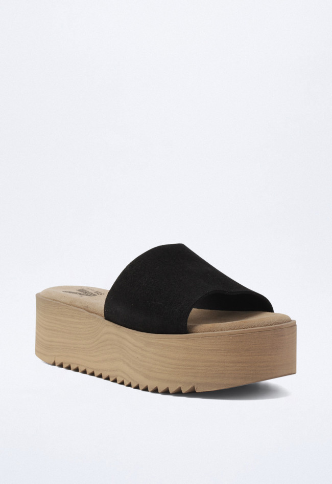Sandalia plataforma madera de mujer negro VAS v2406