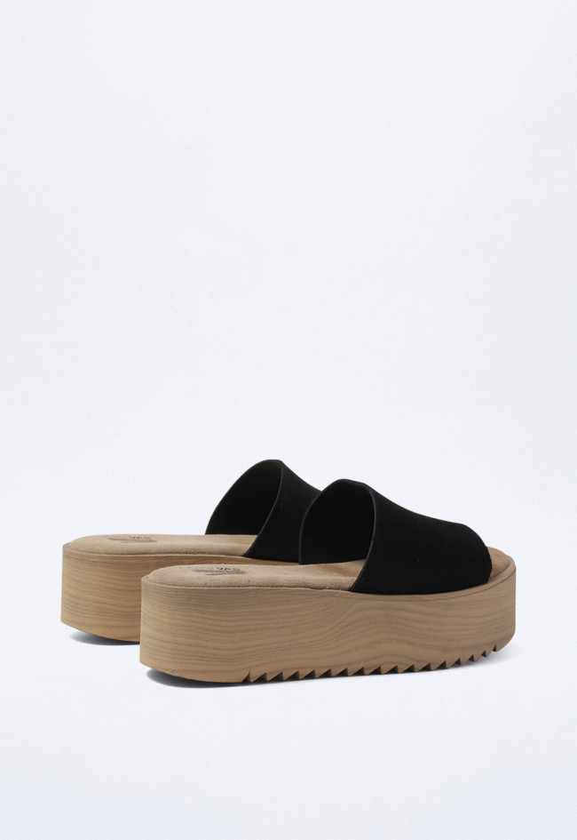 Sandalia plataforma madera de mujer negro VAS v2406