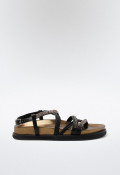 Sandalia tiras tachas de mujer negro VAS 395077