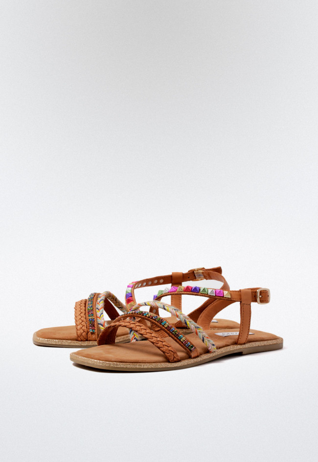 Sandalia tiras de mujer cuero VAS 966041