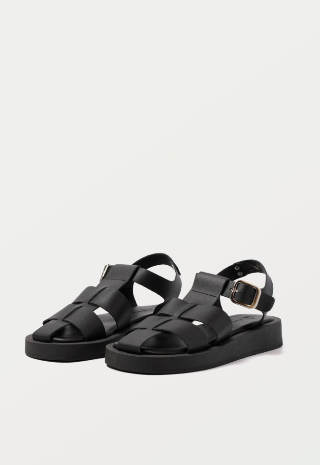 Sandalia romana de mujer negro VAS 7366-417