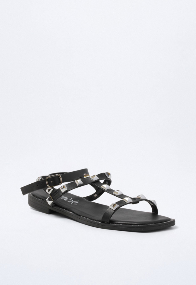 Sandalia de tachas de mujer negro VAS 60-2066