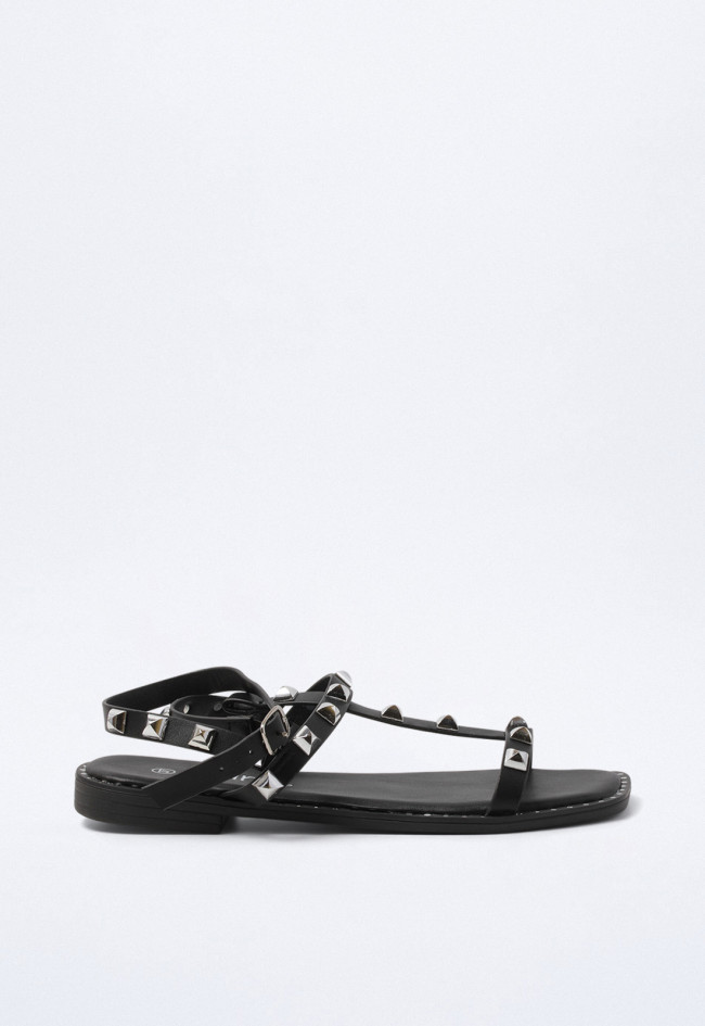 Sandalia de tachas de mujer negro VAS 60-2066