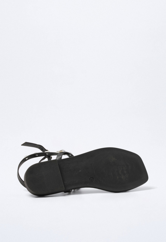 Sandalia de tachas de mujer negro VAS 60-2066
