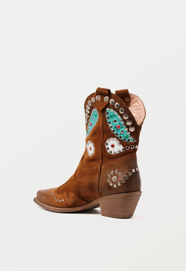 Botín cowboy de mujer cuero Metisse tb739