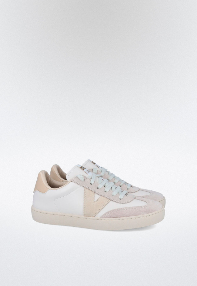 Zapatillas blancas unisex efecto piel y serraje – corte ciclista y fabricación sostenible en España | VICTORIA Berlín CICLISTA