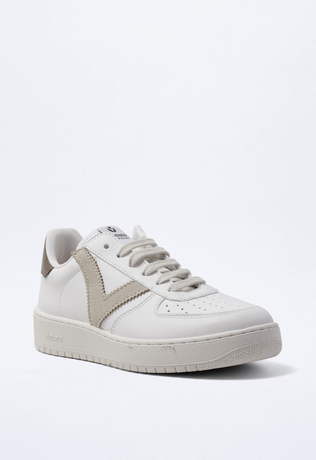 Zapatilla blanca unisex efecto piel – diseño con contraste y suela ecológica | VICTORIA Madrid