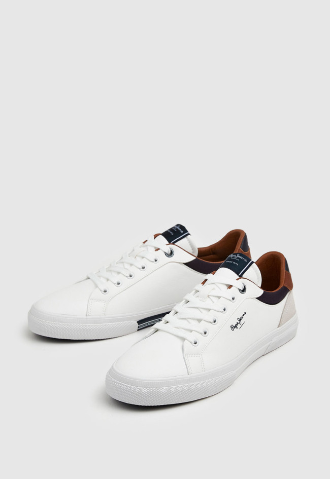 Zapatilla deportiva clásica de hombre en efecto piel con detalles en ante y suela de caucho | PEPE JEANS pms30839