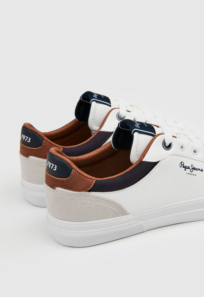 Zapatilla deportiva clásica de hombre en efecto piel con detalles en ante y suela de caucho | PEPE JEANS pms30839