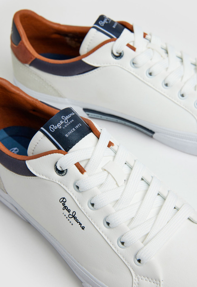 Zapatilla deportiva clásica de hombre en efecto piel con detalles en ante y suela de caucho | PEPE JEANS pms30839