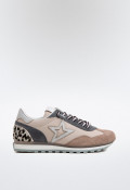 Cetti c-1259 mujer – zapatillas de piel y textil con detalles animal print