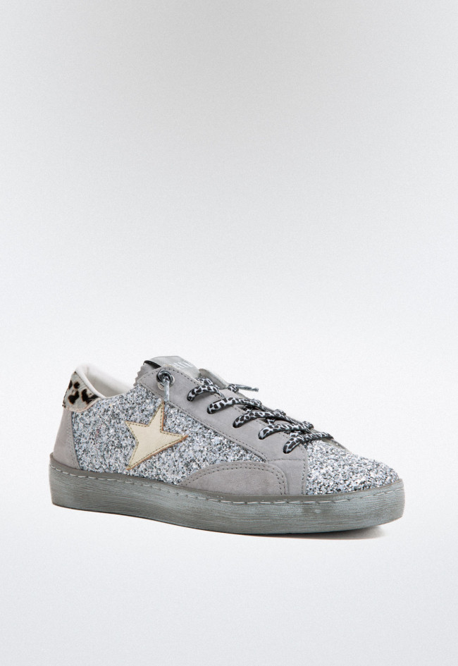 Zapatillas Cetti c-1342 mujer – zapatillas glitter de piel y textil con estrella dorada