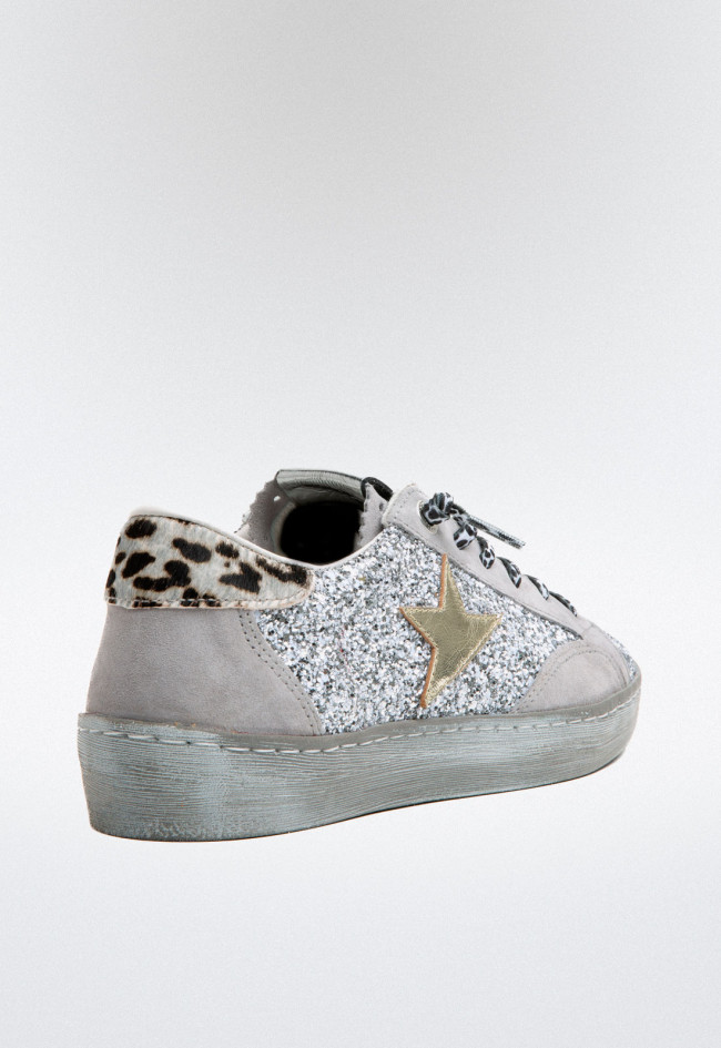Zapatillas Cetti c-1342 mujer – zapatillas glitter de piel y textil con estrella dorada