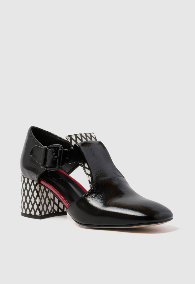 Zapato abierto tacón de mujer negro Glo toten