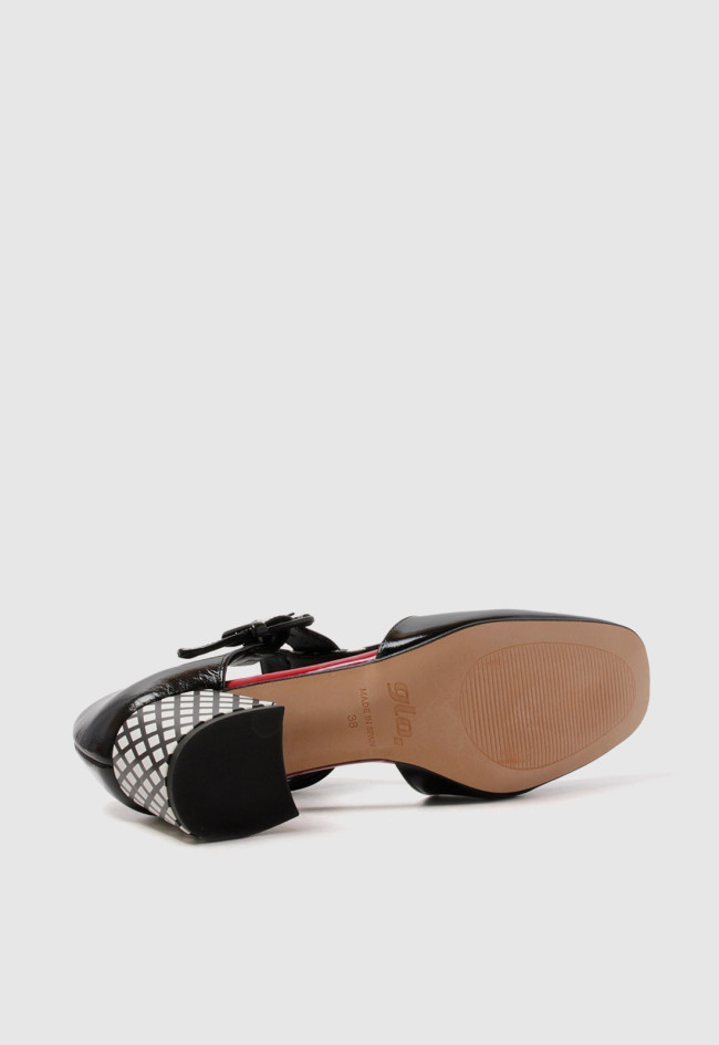 Zapato abierto tacón de mujer negro Glo toten