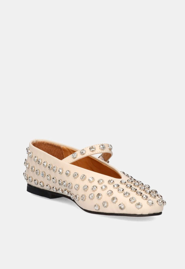 Zapato bailarina tachas de mujer beige EXE m15-01