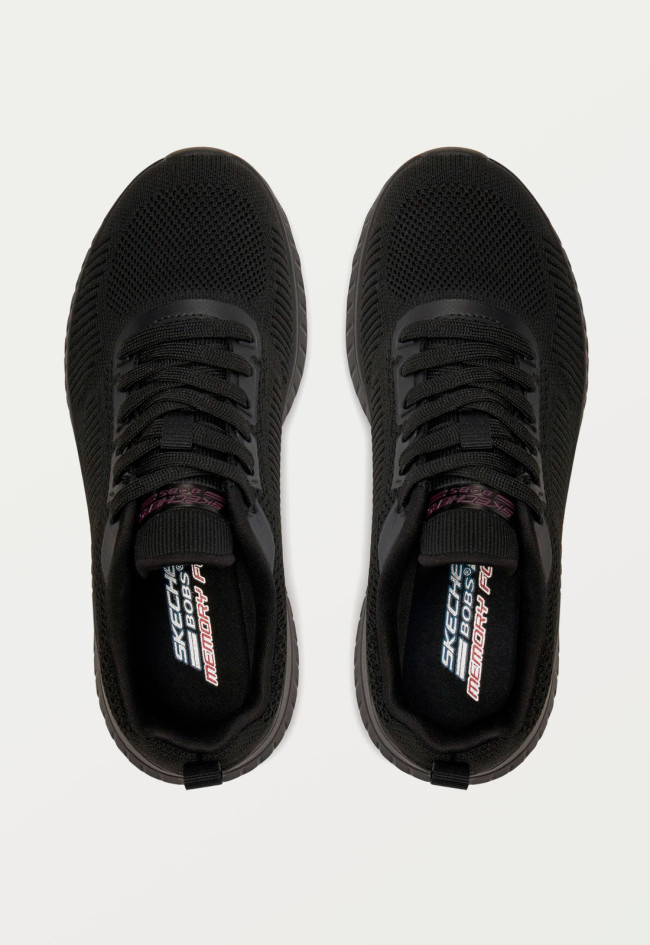 Zapatilla deportiva negra con knit resistente y plantilla Memory Foam | Vegana y cómoda | SKECHERS BOBS Squad