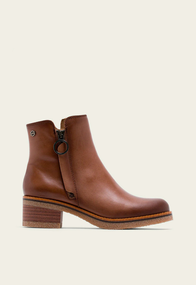 Botín piel de mujer taupe CREMALLERA GINGER Porronet 4634 - Zapatos...