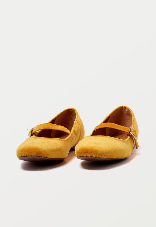 Zapato bailarina de mujer amarillo Glo merc puntera cuadrada