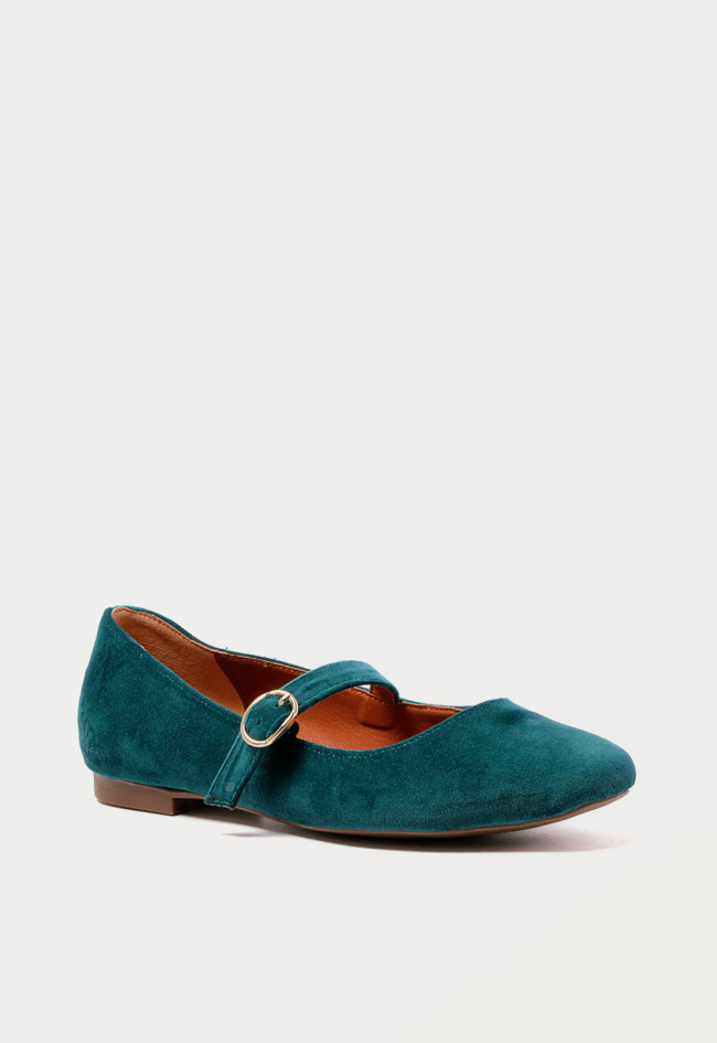 Zapato bailarina de mujer verde Glo merc puntera cuadrada