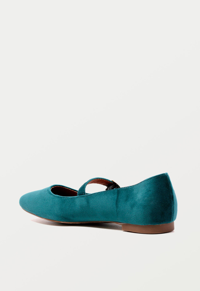 Zapato bailarina de mujer verde Glo merc puntera cuadrada